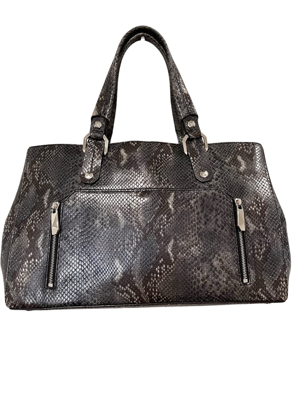 Henri Bendel Extra Large Grey Snakeprint Satchel NWOT